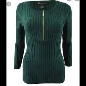 INC New Forest Green Half Zip Henley